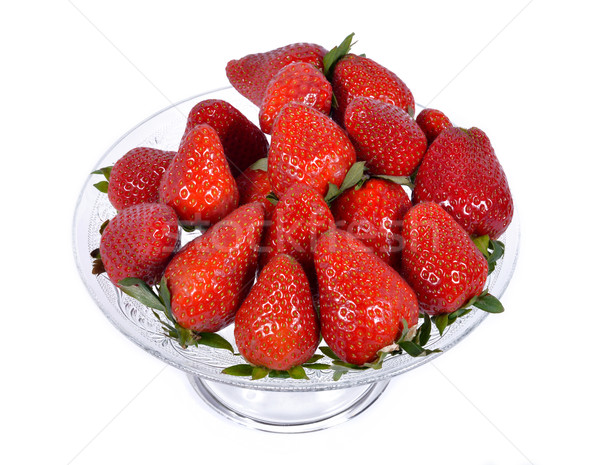 [[stock_photo]]: Plaque · fraise · isolé · blanche · feuille · fruits