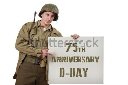 young American soldier shows a sign Stock photo © philipimage