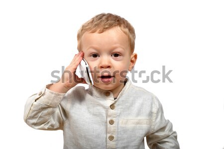 baby with a mobile phone Stock photo © philipimage