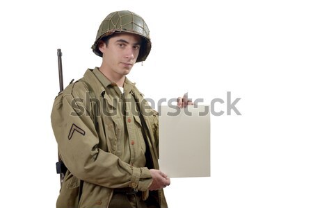 young American soldier shows a letter Stock photo © philipimage