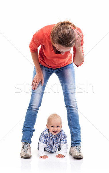 молодые кавказский матери ребенка мальчика играет Сток-фото © photobac