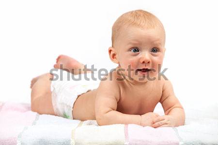 Cute baby chłopca biały portret twarz Zdjęcia stock © photobac