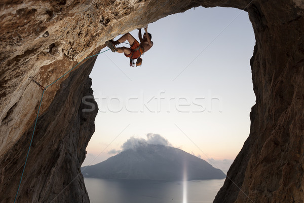 Rock climber on cliff. Kalymnos Island, Greece. Stock photo © photobac