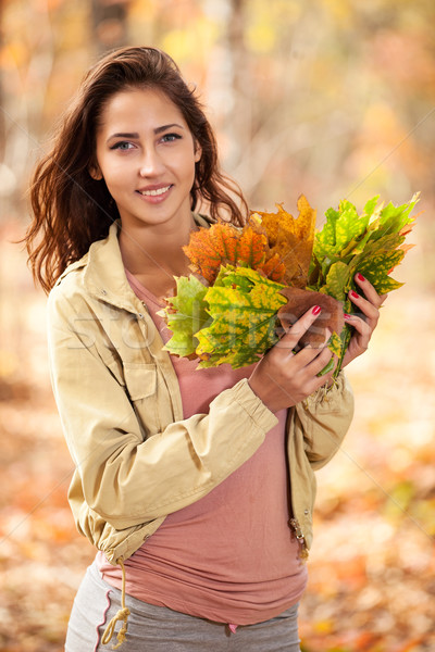 若い女の子 紅葉 手 少女 ツリー ストックフォト © photobac