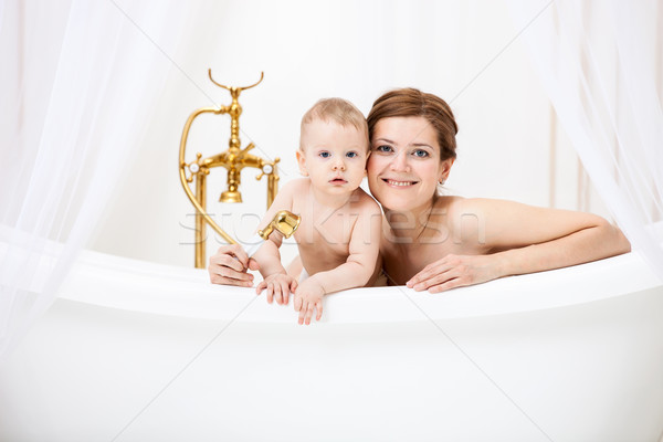 Mother and little son in bathtub Stock photo © photobac