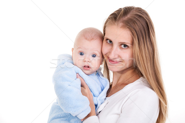 Stockfoto: Gelukkig · jonge · kaukasisch · vrouw · baby · zoon