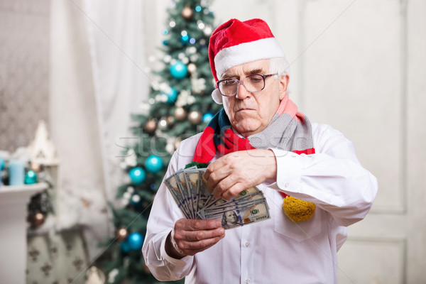 シニア 男 お金 クリスマス 帽子 ストックフォト © photobac