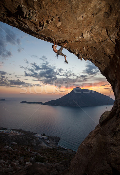 Male rock climber at sunset. Kalymnos, Greece Stock photo © photobac