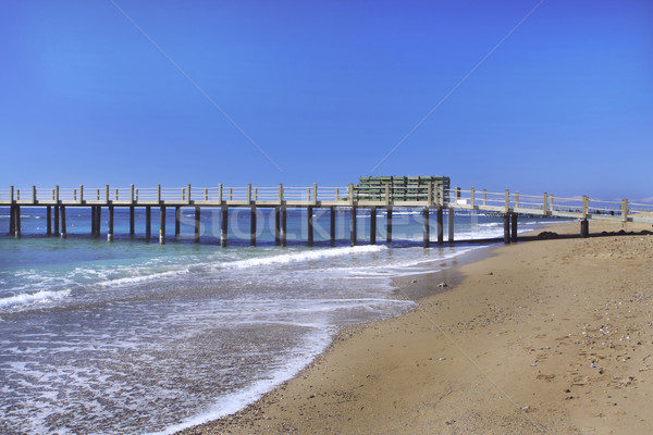 Plajă doc marea mediterana mare Imagine de stoc © photoblueice