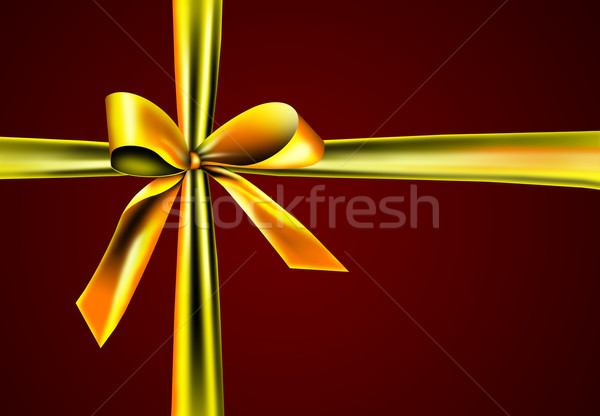 Stock photo: gift with golden ribbon