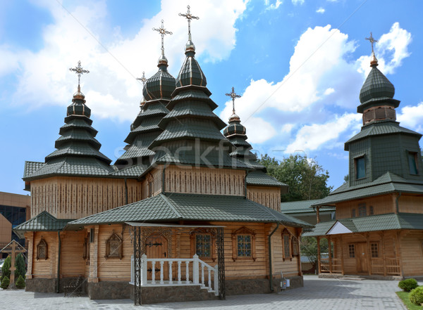 Stok fotoğraf: Ahşap · kilise · çim · doğa · yaz · mavi