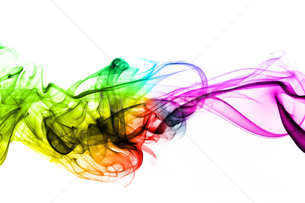 Colorful creative smoke waves on white background Stock photo © photocreo