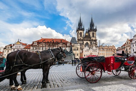 Prague old city square, Tyn Church Stock photo © photocreo
