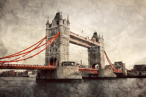 Tower Bridge in London, England, the UK. Vintage style Stock photo © photocreo