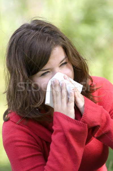красивая женщина аллергия сезон лице трава Сток-фото © photocreo