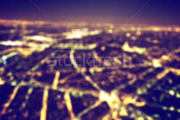 Mare oraş noapte lumini bokeh neclara epocă Imagine de stoc © photocreo