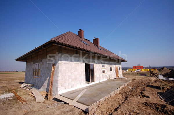 Haus home blau Ziegel bauen Land Stock foto © photocreo