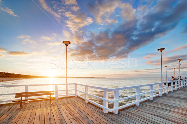 Beautiful retro pier at sunset. Gdansk Brzezno, Poland Stock photo © photocreo