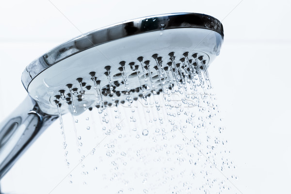 Stock foto: Wasser · fließend · Dusche · Bad · Hintergrund · weiß