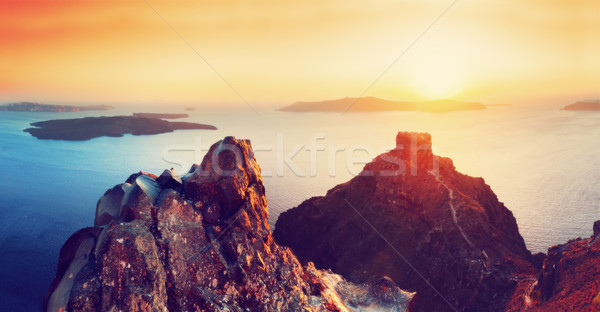 Cliff and volcanic rocks of Santorini island, Greece. View on Caldera Stock photo © photocreo