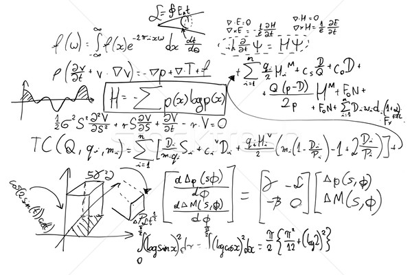 Complex math formulas on whiteboard. Mathematics and science with economics Stock photo © photocreo