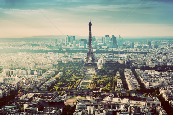 Paris, France vintage skyline, panorama. Eiffel Tower, Champ de Mars Stock photo © photocreo