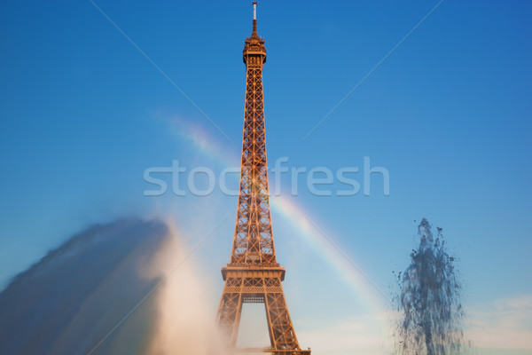 Foto stock: Eiffel · Tower · fuente · naturales · arco · iris · París