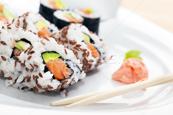 Sushi salmone avocado riso alghe servito Foto d'archivio © photocreo