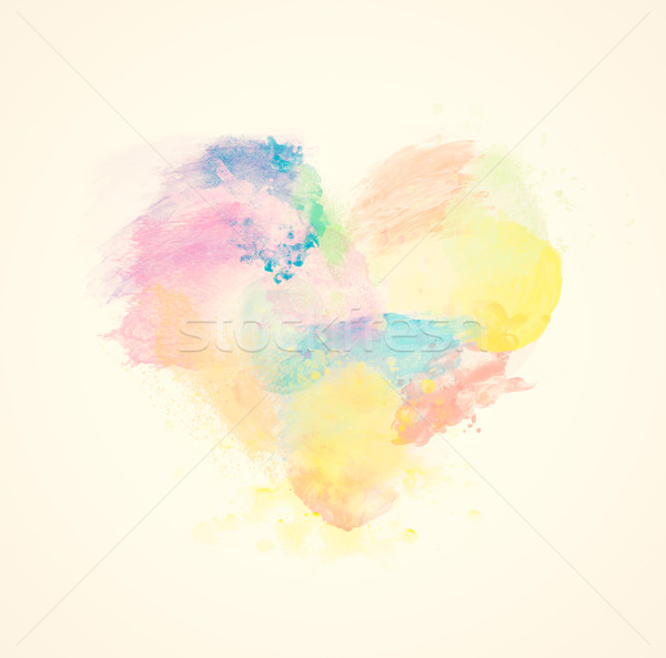 Colorful watercolor heart on canvas. Abstract art.  Stock photo © photocreo