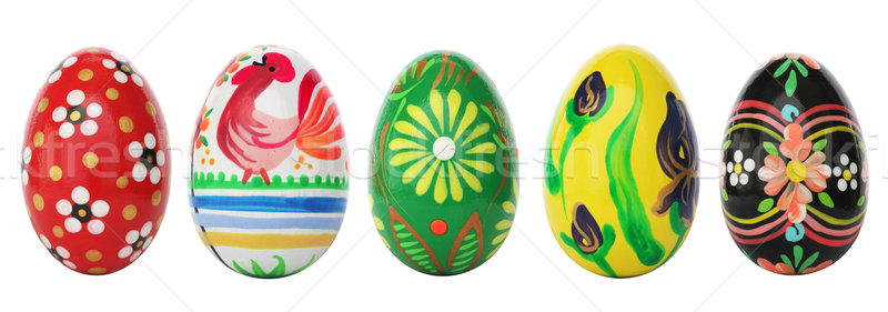 Hand painted Easter eggs isolated on white. Spring patterns art. Stock photo © photocreo