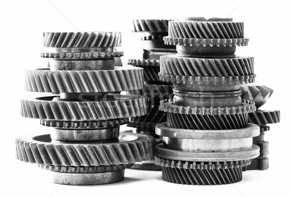 Gears, grunge cogwheels, real engine elements on white. Heavy industry Stock photo © photocreo