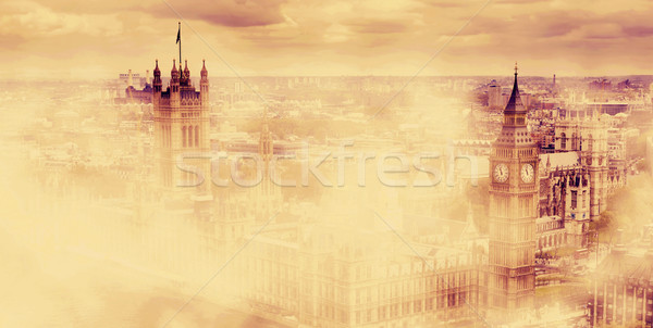 [[stock_photo]]: Big · Ben · palais · westminster · matin · brouillard · Londres