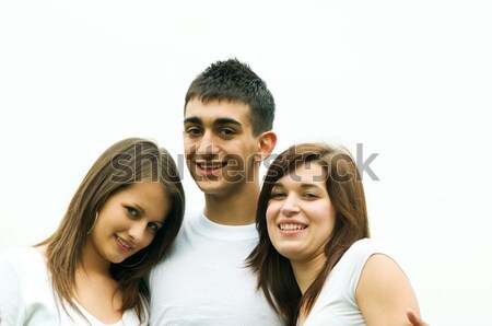 Jungen glücklich Freunde drei stehen zusammen Stock foto © photocreo