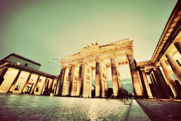 Brandenburg Gate, Berlin, Germany at night. Vintage, retro Stock photo © photocreo