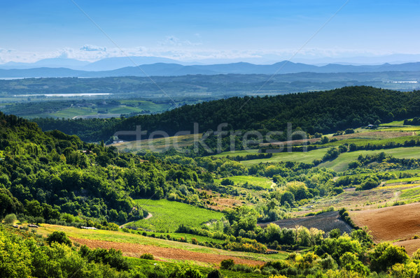Toscana peisaj apus tuscan fermă casă Imagine de stoc © photocreo
