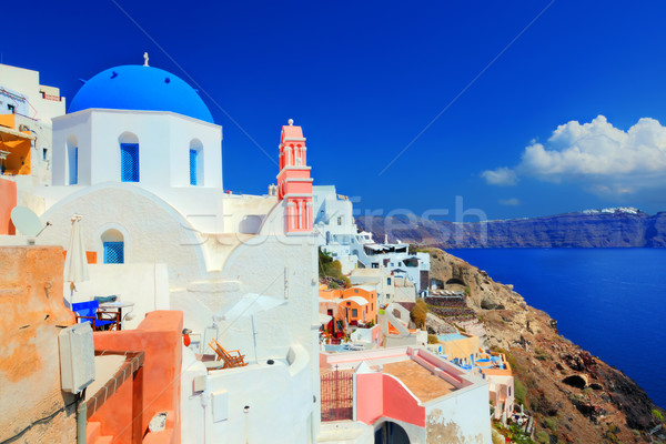 Oia town on Santorini island, Greece. Aegean sea Stock photo © photocreo