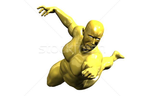Arany hős férfi szobor repülés póz Stock fotó © photocreo