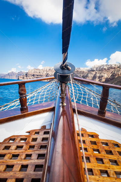 On board view from a traditional ship cruising on Aegean sea next to Santorini island.  Stock photo © photocreo