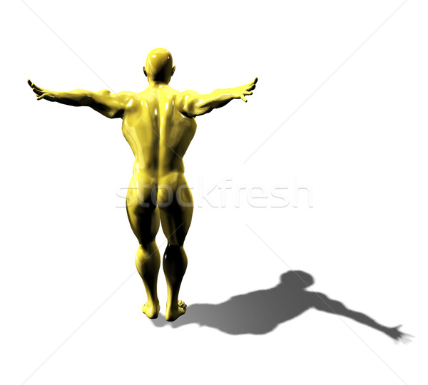 Arany hős férfi szobor kész ugrás Stock fotó © photocreo