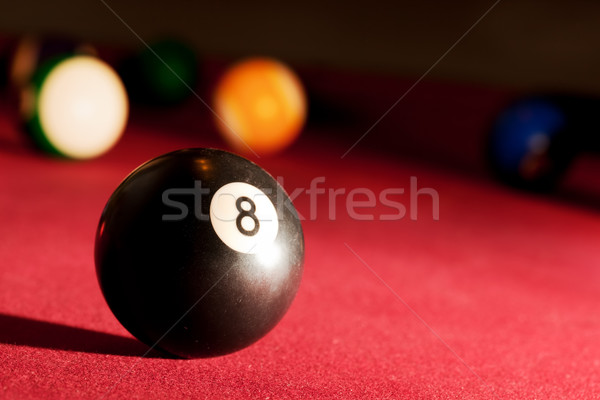 Piscină Snooker joc negru opt bilă Imagine de stoc © photocreo