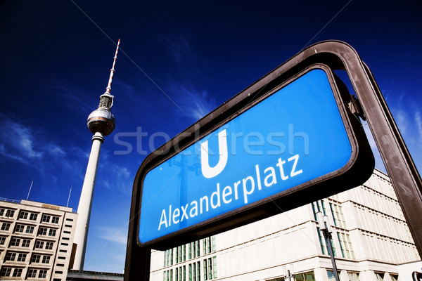 Alexanderplatz felirat televízió torony Berlin Németország Stock fotó © photocreo