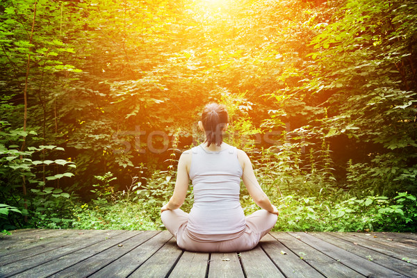 Meditando forestales zen meditación saludable Foto stock © photocreo