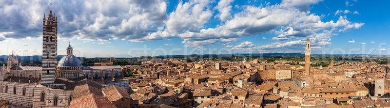 Siena, Italy panorama rooftop city view. Siena Cathedral and Mangia Tower Stock photo © photocreo