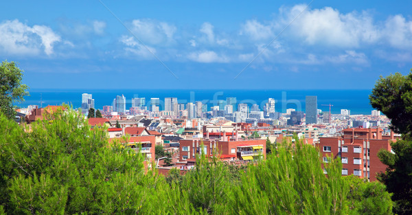 Stock fotó: Belváros · panoráma · Barcelona · Spanyolország · kilátás · park