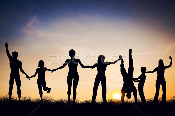 Happy group of people, friends, family together, having fun Stock photo © photocreo