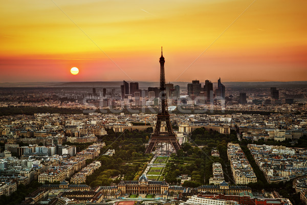 Paris, France at sunset. Aerial view on the Eiffel Tower Stock photo © photocreo