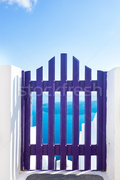 Small blue fence gate in Oia on Santorini island, Greece. Stock photo © photocreo