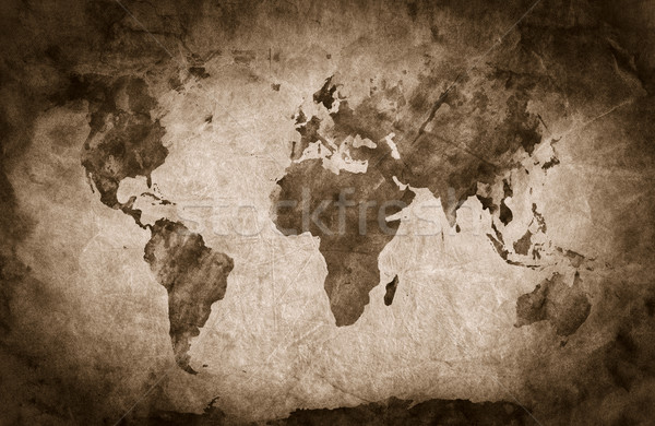 Ancient, old world map. Pencil sketch, grunge, vintage background texture Stock photo © photocreo
