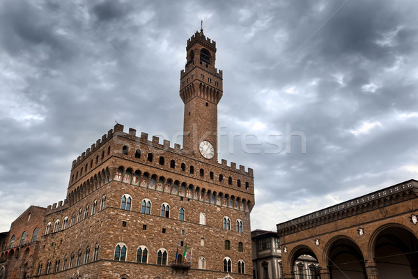 Palazzo Vecchio in Florence, Italy on a cloudy day Stock photo © photocreo