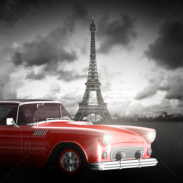 塔 パリ フランス レトロな 赤 車 ストックフォト © photocreo
